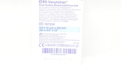 BD 367324 Vacutainer Push Button Blood Collection Set 23G x 3/4inch x 12inch